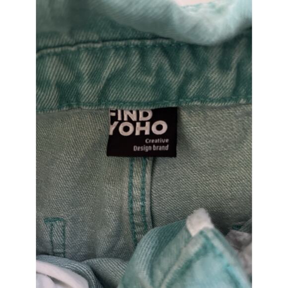 Creative Design Baggy Wide Leg Pants Women L Two Tone Green Cargo Y2K Skater - Picture 4 of 15